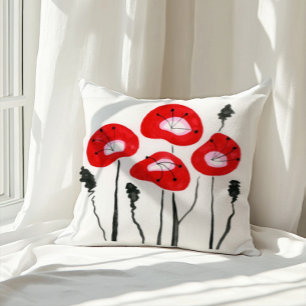 Coussin Coquelicots Bohème Moderne Motif Floral