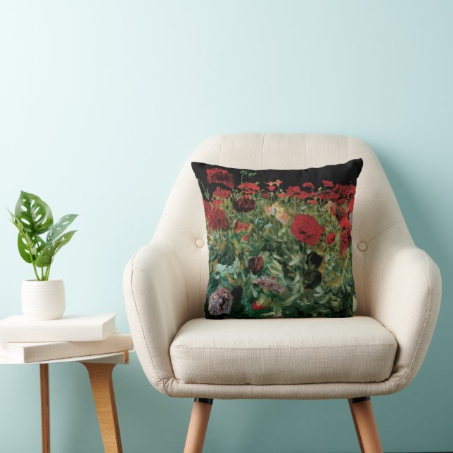 Coussin Coquelicots par John Singer Sargent, Fleurs Vintag (Chaise)