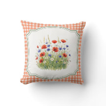 Coussin Coquelicots Rouges à la Campagne
