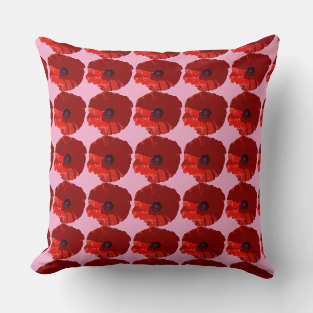 COUSSIN COQUELICOTS ROUGES FLEUR COQUELICOT  (Recto)