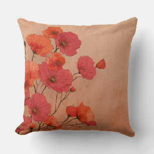 Coussin Coquelicots rouges & Vintage