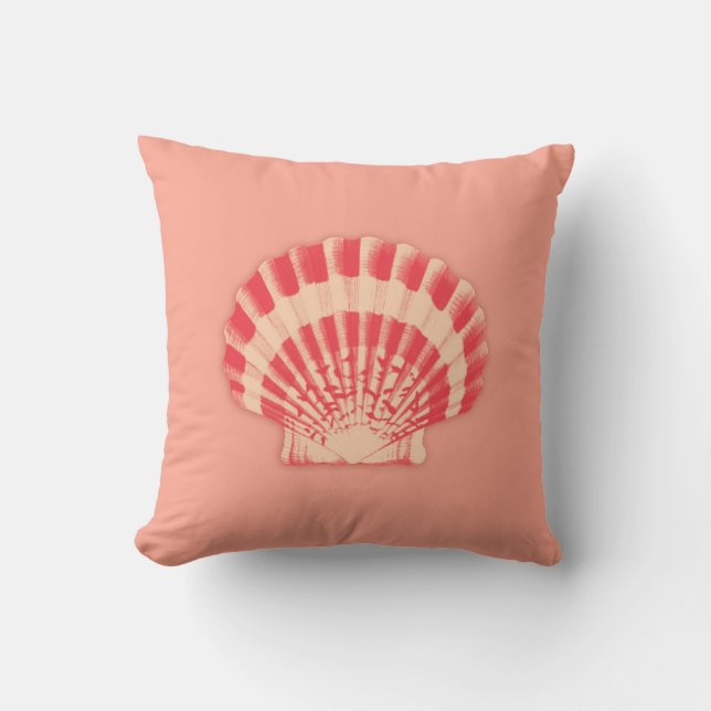 Coussin Coques marines - corail et pêche (Recto)
