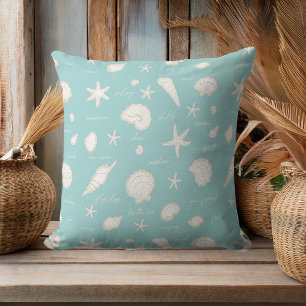 Coussin Coques Starfish Sun Fun Texte blanc ivoire ID918