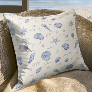 Coussin Coques Starfish Sun Fun Texte bleu ID918