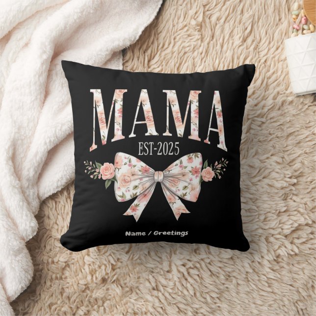 Coussin Coquette Bow Mama Est 2025 Bonne fête des mères (Couverture)