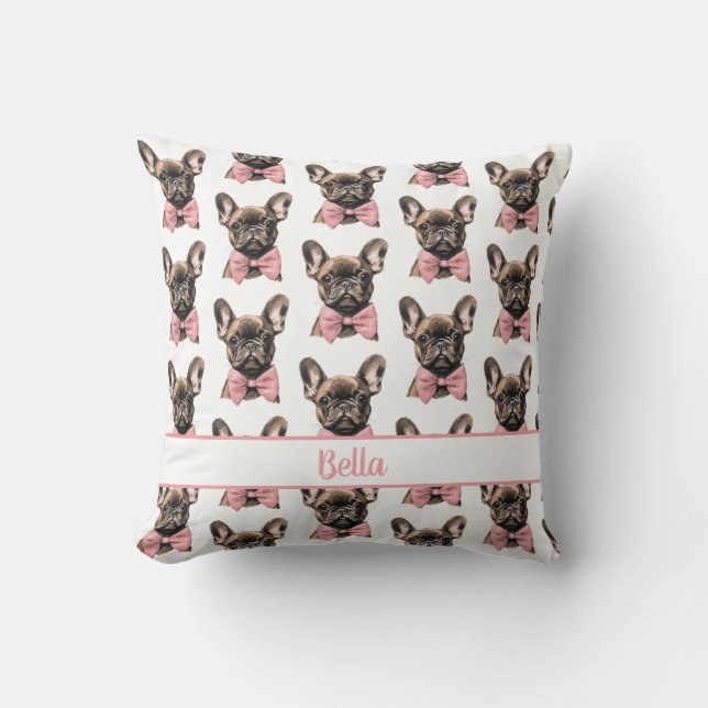 Coussin Coquette Frenchie Nom costumizable (Recto)