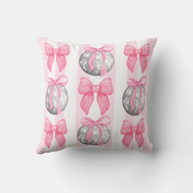 Coussin Coquette girly prépa rayée rose (Verso)