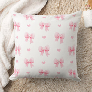 Coussin Coquette Pink Bows Ribbons Motif sans couture