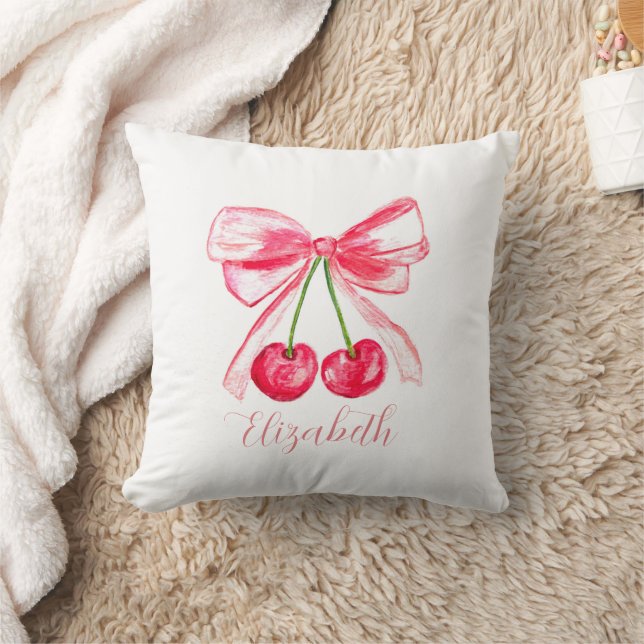 Coussin Coquette Prépa Rose Nœud Bébé Fille Enfants Aquare (Couverture)