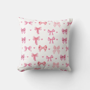 Coussin Coquette rose Motif mignonne Girl Ruban
