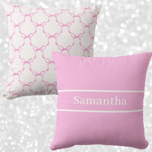 Coussin Coquette Rose Ruban & Rayure Grandmillenial Person