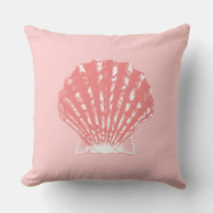 Coussin Coquillage - corail rose et blanc