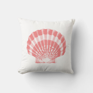 Coussin Coquillage - rose de corail et blanc