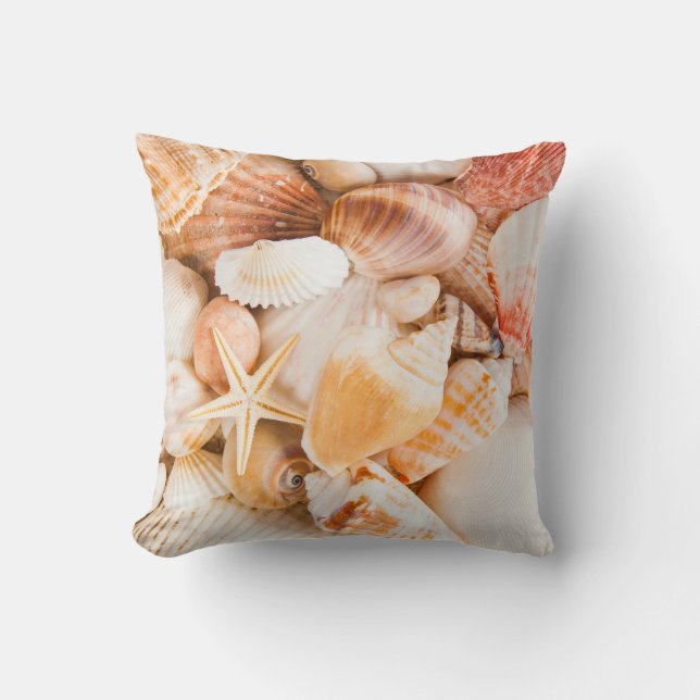 Coussin Coquillages arrière - plan : thème marin. (Recto)