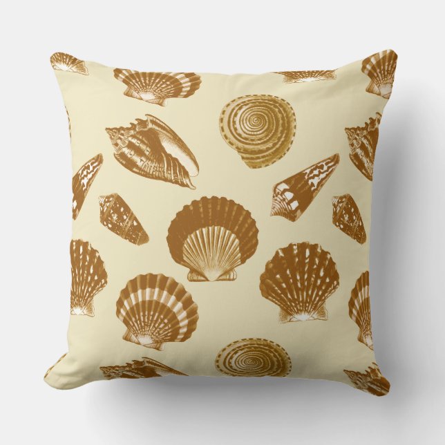 Coussin Coquillages - Brown sur un arrière - plan beige (Recto)