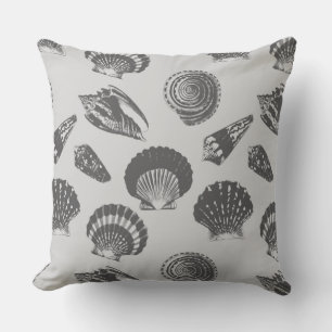 Coussin Coquillages - Charbon et gris argenté
