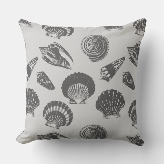 Coussin Coquillages - Charbon et gris argenté (Recto)