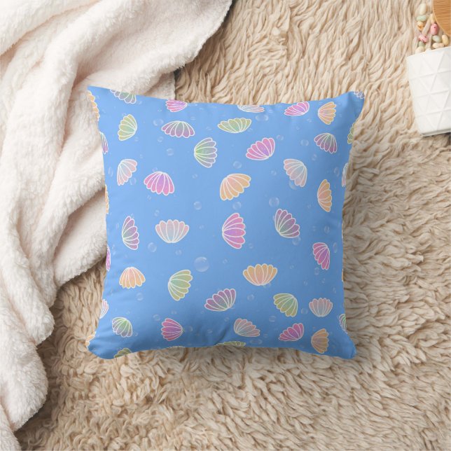 Coussin Coquillages colorés Motif Bleu clair (Couverture)