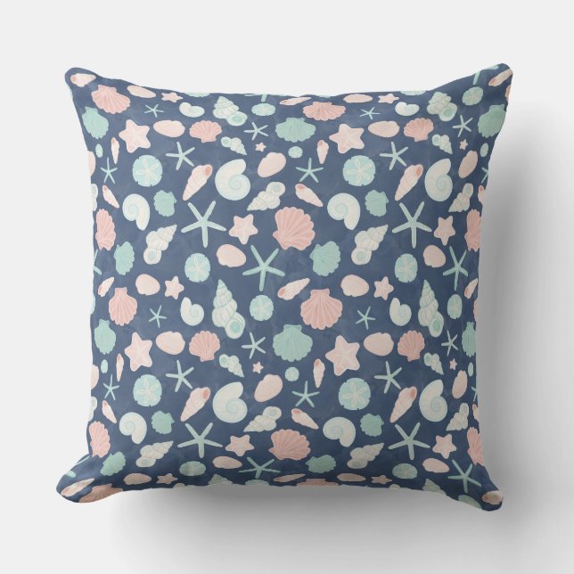 Coussin Coquillages Côtiers Plage & Design Océan (Recto)
