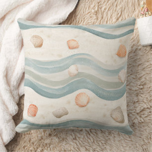 Coussin Coquillages de mer côtière assourdis Vague - Style