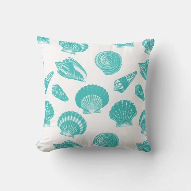 Coussin Coquillages - eau douce et blanc (Recto)
