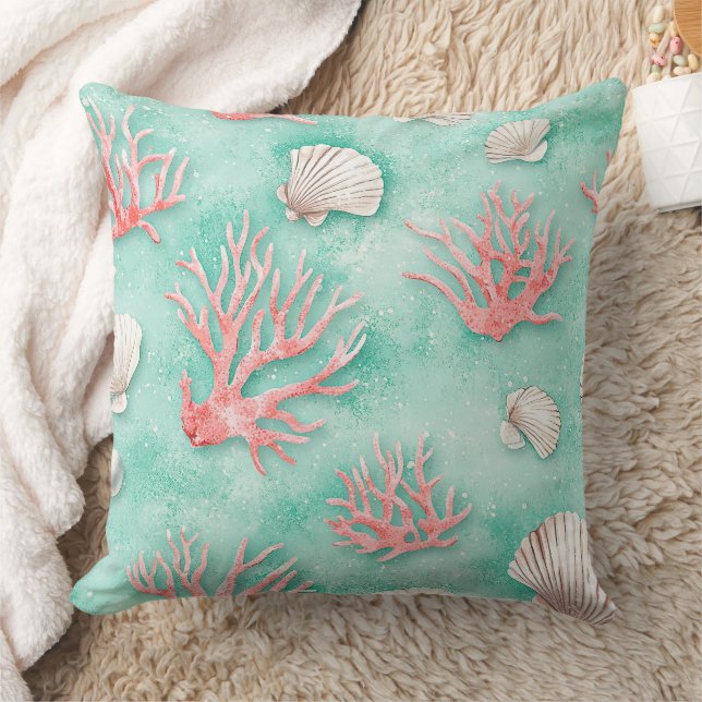 Coussin Coquillages et Motif de Vagues Océaniques (12) (Couverture)