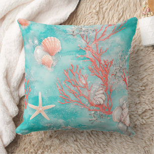 Coussin Coquillages et Motif de Vagues Océaniques (15)