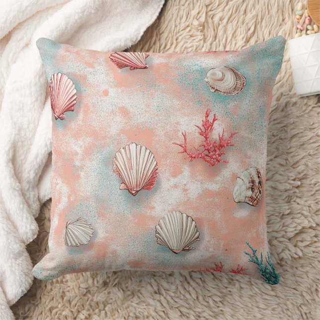 Coussin Coquillages et Motif de Vagues Océaniques (16) (Couverture)