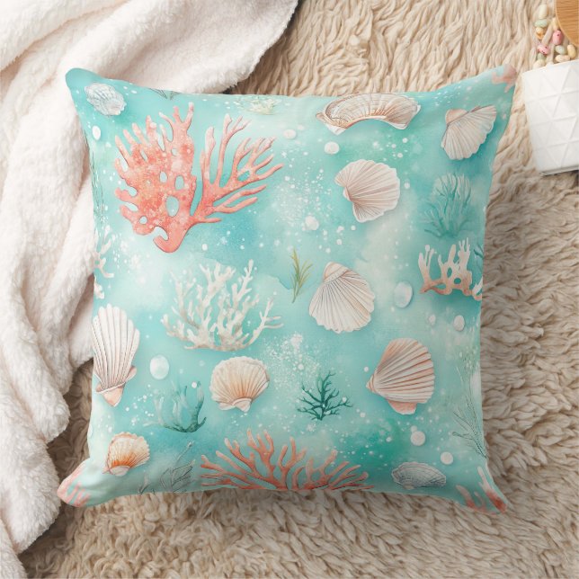 Coussin Coquillages et Motif de Vagues Océaniques (2) (Couverture)