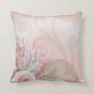 Coussin Coquillages et rose de corail du décor | de plage