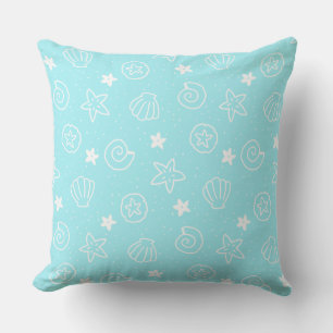 Coussin Coquillages et Starfish Motif bleu clair
