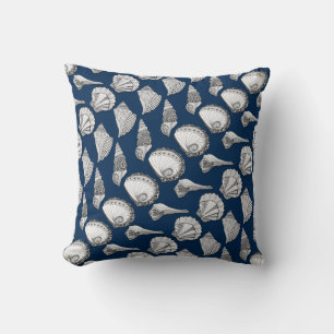Coussin Coquillages main en noir et blanc, n'importe quell