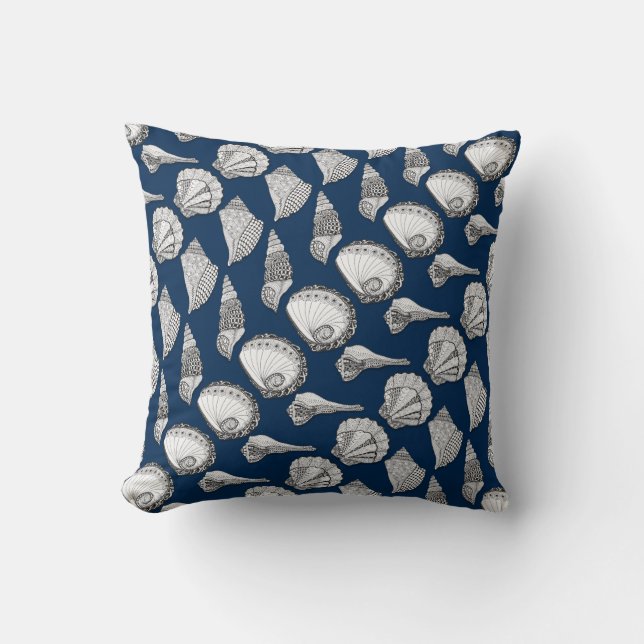 Coussin Coquillages main en noir et blanc, n'importe quell (Recto)