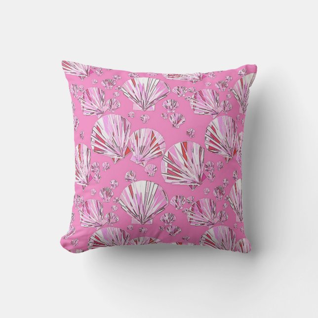 Coussin Coquillages roses et coralliens, arrière - plan ro (Recto)