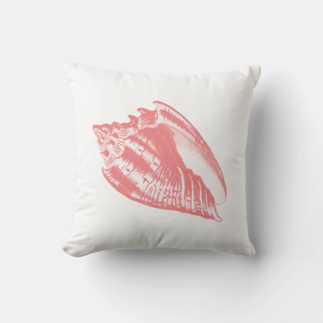 Coussin Coquille conch - corail rose et blanc (Recto)