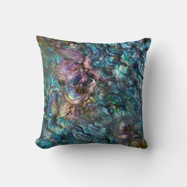 Coussin Coquille de mer Abalone iridescente arc-en-ciel (Recto)