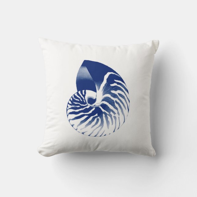 Coussin Coquille de Nautilus - bleu marine et blanc (Recto)