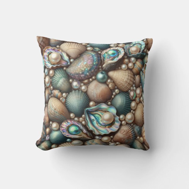 Coussin Coquille d'huître dorée en nacre d'abalone (Recto)