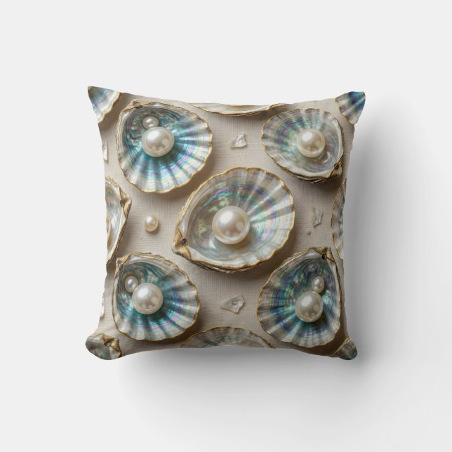 Coussin Coquille d'huître dorée en nacre d'ormeau (Recto)
