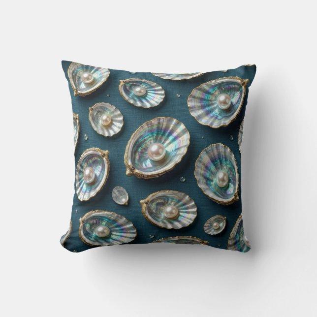 Coussin Coquille d'huître dorée en nacre d'ormeau (Recto)