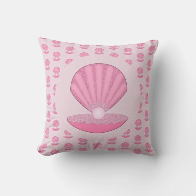 Coussin Coquille d'huître rose pour bébé et modèle de perl (Recto)
