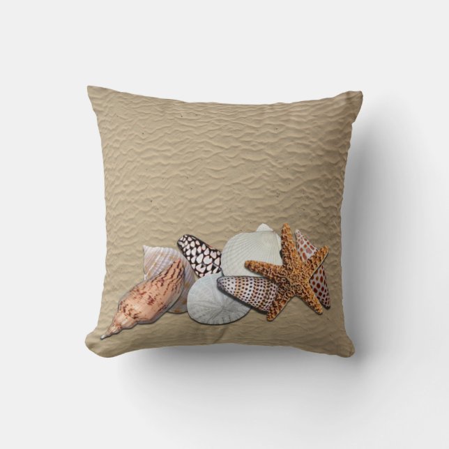Coussin Coquilles de mer sur la plage (Recto)