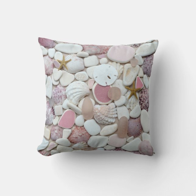 Coussin Coquilles en verre de photo de poterie de plage de (Recto)