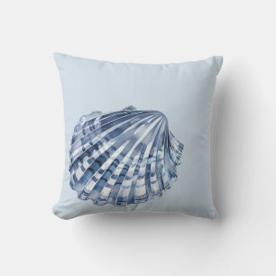 Coussin Coquilles marines bleues et blanches