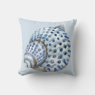 Coussin Coquilles marines bleues et blanches