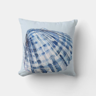 Coussin Coquilles marines bleues et blanches