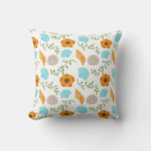 Coussin Coquilles Marines Fleur Orange