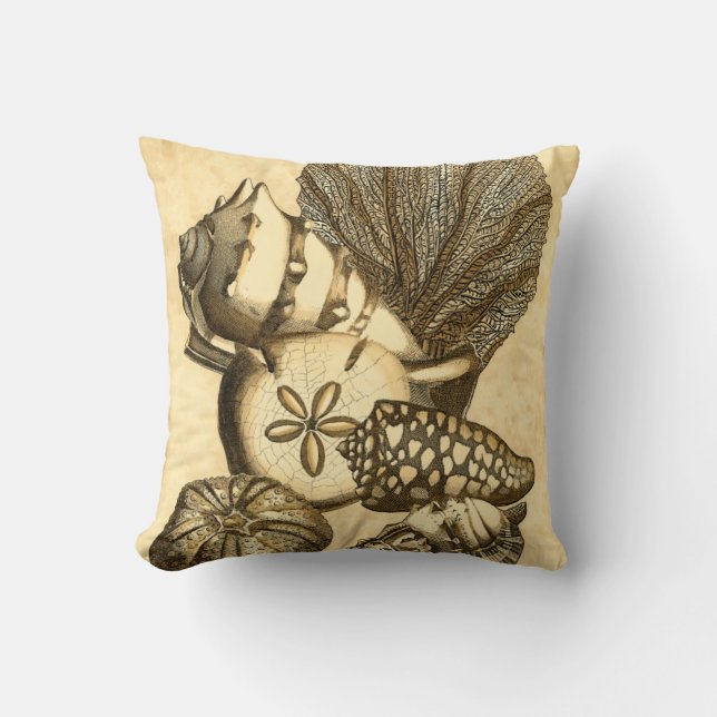 Coussin Coquilles neutres et collection de corail (Recto)