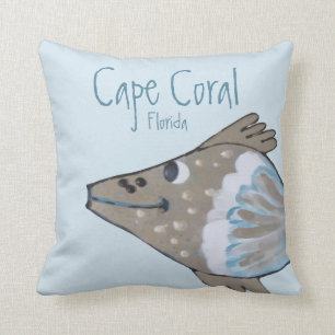 Coussin Corail adorable FL de cap d'art de poissons de