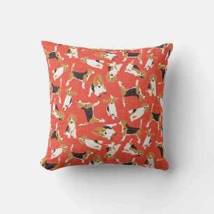 Coussin corail beagle scatter rouge